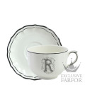 20291PJR26 Gien Filet Manganese Monogramme Чашка с блюдцем "R" 0,5л