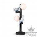 01024152 Lladro The Parrot Party Лампа настольная "Попугай (черный / белый / серый)" 45 х 20см