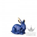 01009448 Lladro Animal Kingdom "Boldblue"Статуэтка "Внимательный кролик (сине-золотой)" 11 х 12см
