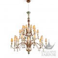 01023840 Lladro Ivy & Seed Люстра на 32 свечей (розовый / зеленый) 183 х 150см