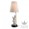 01023104 Lladro Figurative Лампа настольная "Лорд Кришна (белый / розовый / желтый / черный)" 52 х 20см