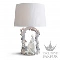 01023144 Lladro Figurative Лампа настольная "Спокойствие (белый / серебряный)" 62 х 30см