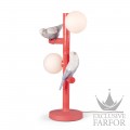 01024053 Lladro The Parrot Party Лампа настольная "Попугай (красный / белый / серый)" 45 х 20см