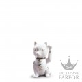 01009283 Lladro World Cultures "Japanese Traditions"Статуэтка "Манеки Неко (бело-серебристый)" 10 х 6см