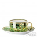 19335-409959-14640 Rosenthal Versace Medusa Garland "Green" Чашка чайная с блюдцем 0,2л