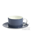 1079069 Wedgwood Gio Pinstripe Blue Чашка чайная с блюдцем 220мл