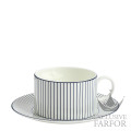 1079120 Wedgwood Gio Pinstripe White Чашка чайная с блюдцем 220мл